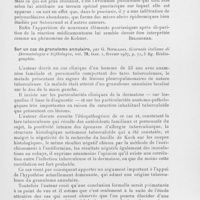 0513 - Page 513 - Analyses des principaux travaux reçus en février 1937. Sur une forme particulière de psoriasis pustuleux, par L. Perruccio. Giornale italiano di Dermatologia e Sifilologia, février 1937 / Sur un cas de granulome annulaire, par G. Rivellom. Giornale italiana di dermatologia e Sifilologia, février 193