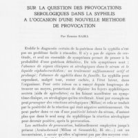 0626 - Page 624 - Travaux originaux. Sur la question des provocations sérologiques dans la syphilis à l'occasion d'une nouvelle méthode de provocation par Edmond Rajka
