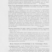 0880 - Page 876 - Analyses des principaux travaux reçus en juillet 1937. La syphilis tertiaire en Cochinchine, par Nguven-van-tung. Annales des maladies vénériennes, 1937 / Action d'une thérapeutique spécifique sur la glycémie des syphilitiques par L. Christine. Annales des maladies vénériennes, 1937 / Chancre tuberculeux du vagin à début et évolution d'allure vénérienn par Burhan R. Urus. Annales des maladies vénériennes, 1937 / La réaction de Kahn, par R. Demanche. Revue française de dermatologie de vénéréologie, 1937