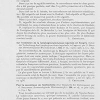 0896 - Page 892 - Analyses des principaux travaux reçus en juillet 1937. La réaction sur sang sec de chediak est-elle valable? (Ist die trockenblut probe auf lues nach chediak zuverlässig ?), par P. Dahr. Dermatologische wochenschrift, 1937 / Sur l'extension de la lymphogranulomatose inguinale en hongrie (Ueber die verbreitung des lymphogranuloma inguinale in ungarn), par N. Melczer. Dermatologische wochenschrift, 1937 / Pour la casuistique de l'esthiomène (Zur kasuistik der esthiomene), par G. Brillinger. Dermatologische wochenschrift, 1937