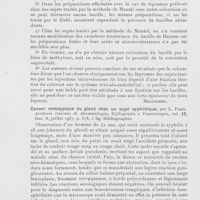 0912 - Page 908 - Analyses des principaux travaux reçus en juillet 1937. Sur quelques propriétés tinctoriales et chromopexiques des bacilles de Hansen in vivo et in vitro, par Bosco et A. Nicastro. Archivio italiano di dermatologia, sifilografia e venereologia, 1937 / Cancer métatypique du gland chez un sujet syphilitique, par L. Paris. Archivio italiano di dermatologia, sifilografia e venereologia, 1937