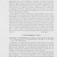 0914 - Page 910 - Analyses des principaux travaux reçus en juillet 1937. Pseudo-milium colloïde et tumeurs, par Casazza. Archivio italiano di dermatologia, sifilografia e venereologia, 1937 / Contribution à l'étiopathogénie du pityriasis rubra pilaire de Devergie, par Montesano Junior. Il dermosifilografo, 1937