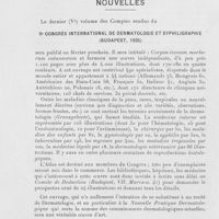 0924 - Page 920 - Nouvelles. 9e congrès international de dermatologie et syphiligraphie (Budapest, 1935)