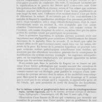 0980 - Page 976 - Analyses des principaux travaux reçus en août 1937. Considérations sur un cas de maladie de Kaposi avec constatation d'éléments nerveux, par M. Tamponi. Archivio italiano di dermatologia, sifilografia e venereologia, 1937 / Sur le tableau cutané et ganglionnaire dans un cas de lymphogranulome malin, variété inguinale, par G. B. Cottini. Archivio italiano di dermatologia, sifilografia e venereologia, 1937