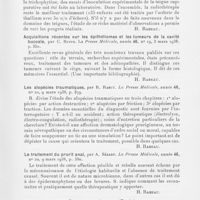 0624 - Page 615 - Analyses des principaux travaux reçus en mars 1938. La teigne à l'Ecole Lailler, de 1930 à 1937, par M. Pignot, R. Rabut et E. Rivalier. La presse médicale, 1937 / Acquisitions récentes sur les épithéliomas et les tumeurs de la cavité buccale, par C. Ruppe. La presse médicale, 1938 / Les alopécies traumatiques, par R. Rabut. La presse médicale, 1938 / Le traitement du prurit anal, par A. Sézary. La presse médicale, 1938 / La myélite zostérienne, par J. Lhermitte et de Ajuriaguerra, société de neurologie de Paris, séance du 3 mars 1938, in revue neurologique, 1938