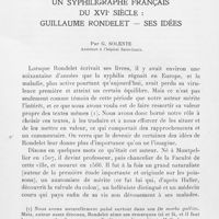 0103 - Page 101 - Travaux originaux. Un syphiligraphe français du XVIe siècle : Guillaume Rondelet — Ses idées par G. Solente