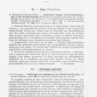 0038 - Page 36 - Analyses. Peau (Physiologie). P. Hoffmann (Fribourg-en-br). — Ergebnisse einiger Forschungsrichtungen in der Hautphysiologie (Résultats de quelques recherches sur la physiologie de la peau). 66 tagung der Vereinigung Südwestdeutscher Dermatologen, Fribourg-en-Brisgau, 1939, in Dermatologische Wochenschrift, 20 janvier 1940 / Histologie générale. L.-M. Pautrier. — Pathologie du collagène et de l'élastine de la peau. La Presse Médicale, 9-12 juillet 1941