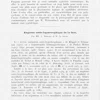 0096 - Page 94 - Société française de dermatologie et de syphiligraphie. Séance du 8 janvier 1942. Grand ulcère circulaire de jambe provoqué par Un bracelet de caoutchouc, par Mm. R.-J. Weissenbach et P. Paugam / Angiome ostéo-hypertrophique de la face, par Mm. A. Touraine et M. Le Sourd
