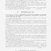 0324 - Page 322 - Analyses. Dermatoses par Acariens. G. De Léo. — Eosinofilia, albuminuria e modificazioni umorali negli scabbiosi (Éosinophilie, albuminurie et altérations humorales chez les galeux). Archiv. Ital. Di Dermat. (An. D'après Zentralblatt für Haut- Und Geschlechtskrankheiten) / Dermatoses par Vers. P. Millischer et J. Dubrarry. — Remarques à l'occasion d'une épidémie de trichinose sur la clinique, la therapeutique et l'hygiène de cette affection. Biologie Méd / Dermatoses par Ultravirus. C. Levaditi. — Causes d'erreur dans la mesure de 2 r des ultravirus par l'ultrafiltration. Comptes rendus des séances de la Société de Biologie