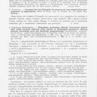 0330 - Page 328 - Analyses. Dermatoses par Cocci. H. Gougerot et A. Carteaud.- Eléphantiasis streptococcique guéri par les sulfamides. Bulletin de l'Académie de Médecine / E. Feuerbach. — A propos d'un cas d'érisypéle du nouveau-né avec complications gangréneuses et suppuratives. Thèse de Paris / S. Greenbaum (Philadelphie). — Phagedaena geometrica (Brocq). Inoculation studies with viable bacteria cultured from lesions of Phagedaena geometrica (Brocq) (Chronic burrowing ulcer and Pyoderma gangraenosum) (Phagédénisme géométrique de Brocq ; essais d'inoculation avec les bactéries cultivées au départ des lésions). Arch. of Dermatology and Syphilology, (An. D'après Zentralblatt für Haut- Und Geschlechtskrankheiten) / Michel Orgeval. — La gourme (Étude comparative de quelques traitements chimiques). Thèse vétérinaire, Paris