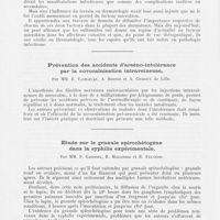 0350 - Page 348 - Société française de dermatologie et de syphiligraphie. Séance du jeudi 11 juin 1942. Présentation de malades. Les possibilités et les limites actuelles de la Sulfamidothérapie en Dermatologie, par Mm. Bertin et Huriez / Prévention des Accidents d'arséno-intolérance par la novocaïnisation intraveineuse, par Mm. E. Vanhaecke, A. Breton et A. Guidoux / Etude sur le granule spirochétogène dans la syphilis expérimentale, par Mm. P. Gastinel, R. Mollinedo et R. Pulvénis