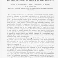 0427 - Page 425 - Travaux originaux. Le problème étiologique et pathogénique des engelures recherches sur la carence en vitamine A, par Mm. G. Mouriquand, J. Gaté, P. Cuilleret, P. Bondet et R. Savattier