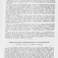0111 - Page 109 - Société française de dermatologie et de syphiligraphie. Séance du 8 avril 1943. Présentation de malades. Syndrome de Romberg et sclérodermie, par Mm. Touraine et Guex / Grand psoriasis érythrodermique et arthropathique, par Mm. A. Touraine, L. Caldier et Monsallut