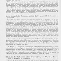 0310 - Page 308 - Société française de dermatologie et de syphiligraphie. Séance du 11 novembre 1943. Présentation de malades. Forme à petits nodules non annulaires du granulome annulaire, par Mm. H. Gougerot, A. Carteaud et B. Duperrat / Acne conglobata. Heureuse action du 914, par Mm. H. Gougerot et Courjaret / Maladie de Rothmund chez Deux frères, par Mm. R.-J. Weissenbach, J. Martineau et A. Girauld