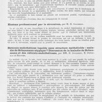 0325 - Page 323 - Société française de dermatologie et de syphiligraphie. Séance du 9 décembre 1943. Présentation des malades. Eczéma professionnel par la peinture, par Mm. H. Gougerot et Courjaret / Eczéma professionnel par le plomb, par Mm. H. Gougerot et Courjaret / Eczéma professionnel par le zirconium, par M. H. Gougerot / Réticulo-endothéliose lupoïde sans structure épithélioïde : maladie de Schaumann atypique ? discussion de la maladie de Schaumann et des réticulo-endothélioses, par Mm. H. Gougerot, B. Duperrat et Bouvier