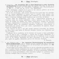0024 - Page 22 - Analyses. 2b. — Peau (Histologie). O. Schallweg. — Die menschliche Haut in ihren Beziehungen zu Alter, Geschlecht und Konstitution (La peau humaine dans ses rapports avec l'âge, le sexe et la constitution). Zeitschrift für menschliche Vererbungs- Und Konstitutionslehre, 18 août 1941 / F. John (Fribourg-en-Br). — Zur vegetativen Nervenversorgung der menschlichen Haare und Haarmuskeln (Sur le système nerveux végétatif des poils et des muscles horripilateurs chez l'homme). Archiv für Dermatologie und Syphilis, 30 mai 1942 / 2c. — Peau (Physique). Ch. Flandin et Luc Van der Elst. — Les mesures micro-électriques de la peau et leurs rapports avec le ph. Bulletins et Mémoires de la Société Médicale des Hôpitaux de Paris, 10 février 1942