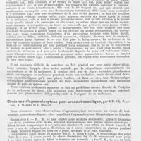 0091 - Page 89 - Société française de dermatologie et de syphiligraphie. Séance du 8 mars 1945. Mélanose de Riehl et myxoedème, par M. G. Boudin / Trois cas d'agranulocytose post-arsénobenzolique, par Mm. Ch. Flandin, A. Basset et J. Millot