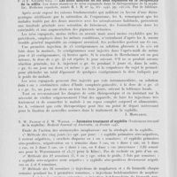 0056 - Page 52 - Analyses. 20w. — Arsénothérapie. P. Et F. Navarro Sala. — Las dosis masivas de los neos Espanoles en la térapeutica de la sífilis (Les doses massives de néos espagnols dans la thérapeutique de la syphilis). Medicina española, fév 1943 / N. W. Francis et J. W. Wannan. — Intensive treatment of syphilis (Traitement intensif de la syphilis). Médical journal of Australia, 24 février 1945