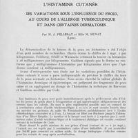 0080 - Page 76 - Travaux originaux. L'histamine cutanée, ses variations sous l'influence du froid, au cours de l'allergie tuberculinique et dans certaines dermatoses par M. J. Pellerat et Mlle M. Murat