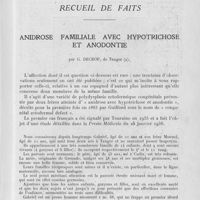 0093 - Page 85 - Recueil de faits. Anidrose familiale avec hypotrichose et anodontie par G. Decrop