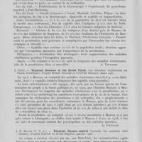 0114 - Page 106 - Analyses. 15c. — H. Ennes. — Venereal disease in the Pacific area (Les maladies vénériennes dans la zone du Pacifique). Hospital corps quaterly, avril 1945 / J. Scott. — Venereal diseases in the Soviet Union (Les maladies vénériennes en Union Soviétique), d'après British journal of venereal diseases, mars 1945 / J. R. Heller (U. S. A). — Venereal disease control (Contrôle des maladies vénériennes), d'après journal of social hygiene, janvier 1945