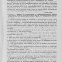 0119 - Page 111 - Analyses. 18a. — Maladie de Nicolas-Favre (Généralités). C. Levaditi. — Particularités de l'infection lymphogranulomateuse de la souris. Comptes rendus des séances de la société de biologie, octobre 1944. Séance du 14 octobre 1944 / Sv. Lomholt. — Beitrag zur kveimreaction bei lymphogranulomatosis benigna (Pour servir à l'étude de la réaction de Kveim dans la lymphogranulomatose bénigne de Schaumann). Acta Dermato-Venereologica, novembre 1943 / C. E. Sonck. — La période préallergique dans le lymphogranulome inguinal. (The preallergic period in lymphogranuloma inguinale). Acta Dermato-Venereologica, mai 1943