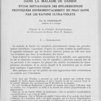 0140 - Page 132 - Travaux originaux. De l'action provocatrice de la lumière dans la maladie de Darier. Étude histologique des efflorescences provoquées expérimentalement en peau saine par les rayons ultra-violets par M. Preissmann