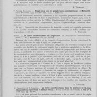 0168 - Page 156 - Analyses. 15e. — Maladies vénériennes (Prophylaxie). A. Spillmann, Hazemann et Gisèle Bourjaillat. — La prophylaxie des maladies vénériennes dans le département de le Seine. La prophylaxie antivénérienne, janvier 1945 / P. Ventre Baudouin — Vingt-cinq ans de prophylaxie antivénérienne à Marseille. Thèse Marseille, 1944 / Divers. — La lutte antivénérienne en Angleterre, la prophylaxie antivénérienne, septembre 1945 / C. Choquette et E. Lalande. — La lutte antivénérienne dans la province de Québec. Organisation, législation et service social. L'union médicale du Canada, août 1943