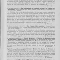 0177 - Page 165 - Analyses. 20a — Syphilis (Histoire) — The history of syphilis (L'histoire de la syphilis). British medical journal, 10 novembre 1945 / Ch. Du Bois. — Les trépanations de la syphilis et celles des crânes préhistoriques. Revue médicale de la Suisse romande, 25 janvier 1942 / H. Hecht. — Was François Villon syphilitic ? (François Villon était-il syphilitique ?) the urologie and cutaneous review, mai 1944 / E. Zimmermann. — Joseph Grunpeck's « libellus de mentulagra alias Morbo gallico » of 1503. (Libelle sur la mentulagre ou mal français de Joseph Grünpeck, 1503). American journal of syphilis, mai 1940 / Marthe Delamarre-Riche. — Les vénériens à bicêtre (Un chapitre de l'histoire de l'hospice de Bicêtre, 1656-1792) thèse Paris, 1942 / J. Serres. — Le mal Napolitain au XVIe siècle, en France. Thèse Paris, 1944