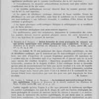 0210 - Page 198 - Analyses. 20o. — Syphilis de l'appareil circulatoire. R. Degos. — Traitement des aortites et des aorto-myocardites syphilitiques par Des cures de 150 injections quotidiennes successives du cyanure de mercure. Bulletins et mémoires de la société médicale des hôpitaux, 1943 / L. Rouques et J. Pautrat. — Action favorable de cures prolongées de cyanure sur une aortite syphilitique avec oedème pulmonaire aigu à répétition. Bulletins et mémoires de la société médicale des hôpitaux de Paris, 1943 / Ch. Laubry, L. Lenègre et A. Mathival. — Le traitement mercuriel prolongé de l'aortite syphilitique. Bulletins et mémoires de la société médicale des hôpitaux de Paris, 1943
