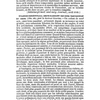0096 - Page 96 - Revue générale. Anatomie pathologique. - Pathologie et Thérapeutique médicales. Moelle allongée (Diminution considérable du diamètre de la - par suite d'une luxation spontanée de l'apophyse adontoïde, sans symptômes de paralysie) ; par le docteur Handyside... / Cyanose congénitale ; aorte naissant des deux ventricules du coeur (Obs. de) ; par le docteur Gravina