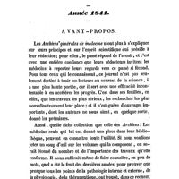 0005 - Page I - Archives générales de médecine. Année 1841. Avant-propos