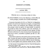 0009 - Page 1 - Mémoires et observations. Janvier 1841. Mémoire sur la structure intime du foie. Par Ernest Lambron..