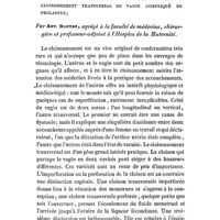 0071 - Page 63 - Mémoires et observations. Janvier 1841. Observation sur un cas de dystocie produite par un cloisonnement transversal du vagin compliqué de prolapsus. Par Ant. Danyau..
