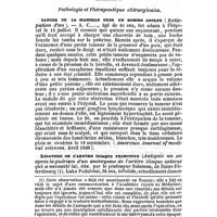 0106 - Page 98 - Revue générale. Pathologie et thérapeutique médicales. Musc (Observation sur l'emploi du - à haute dose dans la pneumonie) ; par M. Thibeaud. Pathologie et thérapeutique chirurgicales. Cancer de la mamelle chez un homme adulte (Extirpation d'un). Ligature de l'artère iliaque primitive (Autopsie un an après la guérison d'un anévrysme de l'artère iliaque externe qui a nécessité la). Obs. par le professeur Salomon, de Saint-Pétersbourg