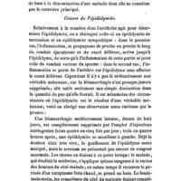 0025 - Page 25 - Mémoires et observations. Mai 1841. Recherches sur l'épididymite blennorrhagique, faites dans le service de M. Cullerier (hôpital des vénériens hommes). Par M. Aubry... Causes de l'épididymite