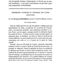 0046 - Page 42 - Mémoires originaux. Juillet 1857. Des gangrènes curables du poumon. Par le Dr Ch. Lasègue / Recherches cliniques et critiques sur l'anus artificiel. Par le Dr Hermann Friedberg... (3e et dernier article.)