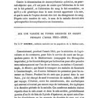 0324 - Page 320 - Mémores originaux. Septembre 1857. Cas de maladies rares. Observés et commentés par le Dr Magnus Huss...(3e article.). III. Leucocythémie splénique / Sur une variété de typhus observée en Orient pendant l'hiver 1855-1856. Par le Dr Doumic..
