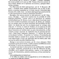 0751 - Page 747 - Revue des Thèses soutenues à la Faculté de Médecine de Paris en 1856. Chirurgie. De l'Euchondrome, par M. O. Fayau ; 87 pages. / De la Kéloïde, par M. Lhonneur ; 42 pages. / Une Observation de fistule néphrogastrique, par M. T. Marquézy ; 28 pages. / Description d'un nouveau procédé de taille prérectale, par M. V. Hernandez ; 48 pages. / Étiologie et cure radicale des hernies, par M. J. Amen ; 52 pages