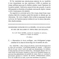 0147 - Page 148 - Mémoires originaux. Février 1868. Sur la nature des maladies charbonneuses. Par M. C. Davaine / Recherches cliniques sur la chorée, sur le rhumatisme et sur les maladies du coeur chez les enfants. Par le Dr Henri Roger... (2e article.)