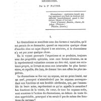 0306 - Page 306 - Mémoires originaux. Influence du rhumatisme sur le caractère. Recherches. Par le Dr Faure. I. / II