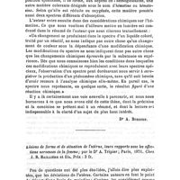 0508 - Page 508 - Bibliographie. Les spectres d'absorption du sang, par Victor Fumouze..., 1871 ; Chez Germer-Baillière... / Lésions de forme et de situation de l'utérus, leurs rapports avec les affections nerveuses de la femme ; par le Dr A. Tripier ; Paris, 1871. Chez J. B. Baillière et fils..