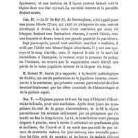 0518 - Page 518 - Mémoires originaux. De l'ulcération des veines jugulaires. Par le Dr G. Cross. (Extrait de «The American Journal of the Medical sciences.» Avril 1871.). Par M. A. d'Espine... Obs. III / Obs. IV / Obs. V