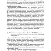0764 - Page 764 - Index bibliographique. Du mode de distribution et de la terminaison des nerfs dans les muscles lisses, par M. le Dr Hénoque (ancien interne des hôpitaux). / De l'absorption par la muqueuse vésico-uréthrale, par le Dr Ed. Alling. Chez A. Delahaye (ancien interne des hôpitaux de Paris), in-8° de 36 pages. Chez A. Delahaye. Prix, 1 fr. 50 c