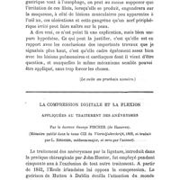 0023 - Page 23 - Mémoires originaux. Du rapport entre l'anévrysme de la crosse de l'aorte et la pneumonie caséeuse. Par le Dr Victor Hanot... (La suite au prochain numéro) / La compression digitale et la flexion appliquées au traitement des anévrysmes. Par le docteur George Fischer (de Hanovre). (Mémoire publié dans le tome CIII du Vierteljahrchrift, 1869, et traduit par L. Regnier... et revu par l'auteur)