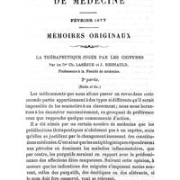 0129 - Page 129 - Mémoires originaux. La thérapeutique jugée par les chiffres. Par les Drs Ch. Lasègue et J. Regnauld... 2e partie. (Suite et fin.)