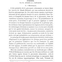 0031 - Page 27 - Mémoires originaux. L'épreuve de la glycosurie alimentaire et ses causes d'erreur. Par Ch. Achard et J. Castaigne. I. — Historique
