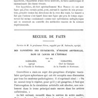 0103 - Page 99 - Revue critique. La sérothérapie de la diphthérie et la statistique. Par le Dr Photiadès (de Constantinople) / Recueil de faits. Service de M. le professeur Pitres, suppléé par M. Sabrazès.... Des gangrènes des extrémités, d'origine artérielle, dans le cancer de l'estomac. Par MM. Sabrazès... et Cabannes..