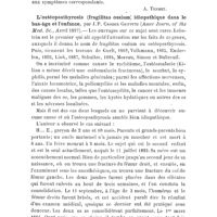 0124 - Page 120 - Revue analytique. Acromégalie avec goître et avec goître exophthalmique, par Georges R. Murray. (Edinb. Med. Journ. fev. 1897.) / L'ostéopsathyrosis (fragilitas ossium) idiopathique dans le bas-âge et l'enfance, par J. P. Crozer Griffith (Amer Journ. of the Med. Sc., Avril 1897)