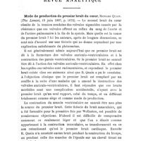 0611 - Page 608 - Revue analytique. Mode de production du premier bruit du coeur, Richard Quain. (The Lancet, 19 juin 1897, p. 1672)